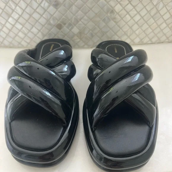 Proenza Schouler Glossy Black Twisted Strap Sandals - Picture 3 of 11
